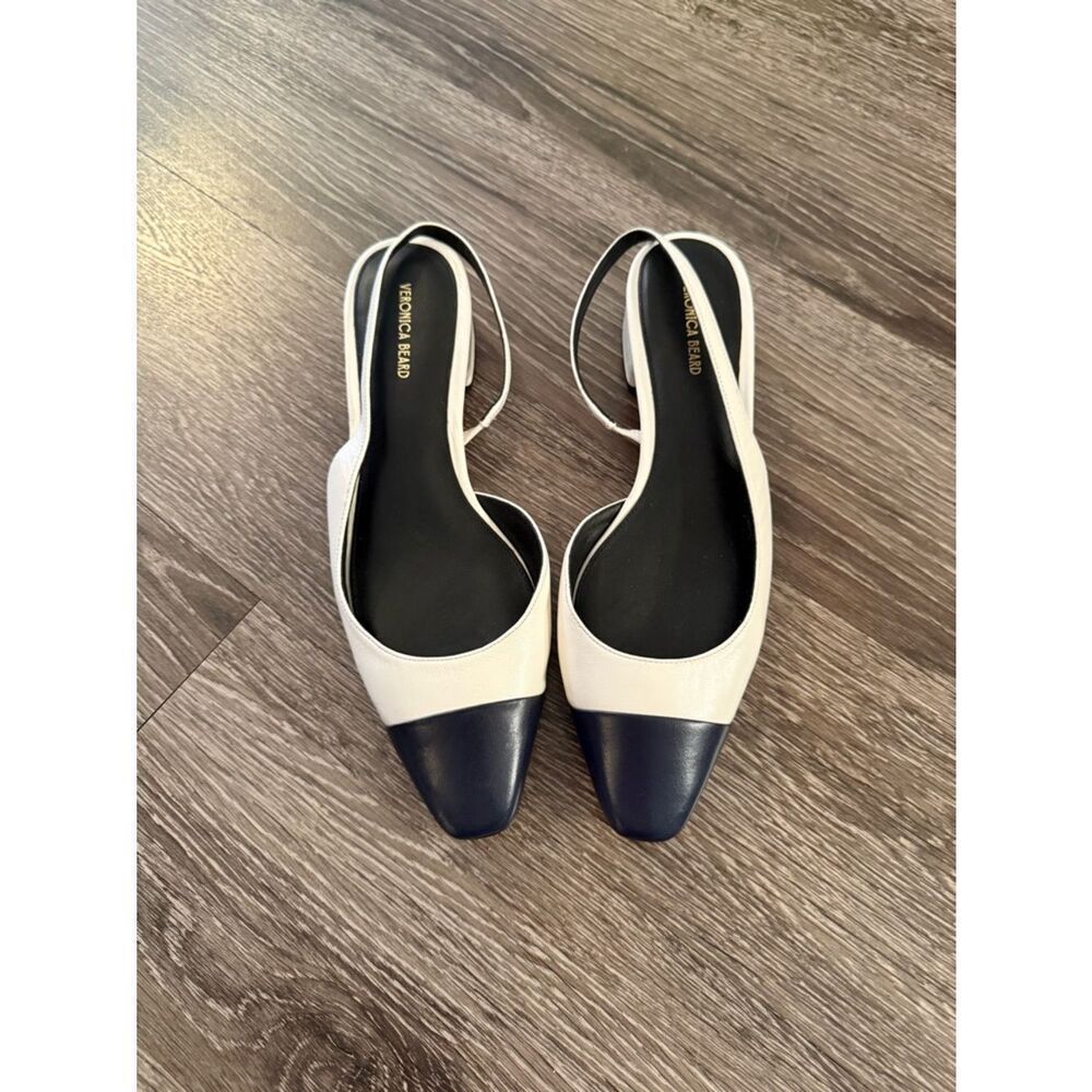 Veronica Beard Cecile Leather Cap-Toe Slingback